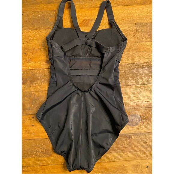 Nike Medium NWT Swim Nike Mesh V-Back One Piece Swimsuit black - Picture 7 of 12